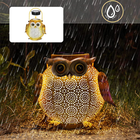 Lampe de jardin solaire en métal Hibou