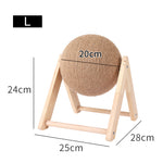 Griffoir Chat en Bois Massif avec Boule à Rouler Sisal
