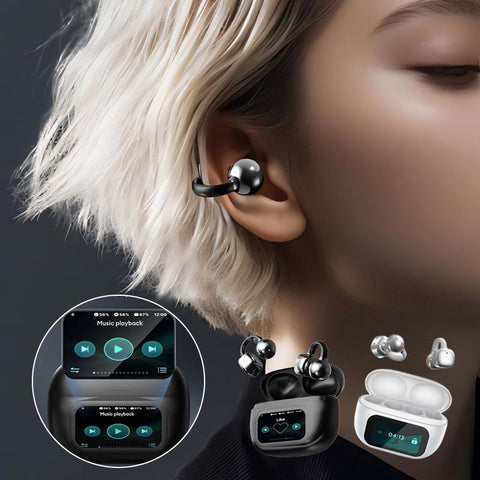 Casque d'écoute Clip-On à écran tactile LCD couleur Bluetooth 5.4 sans fil