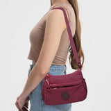 Sac bandoulière tendance uni à multiples poches zippées