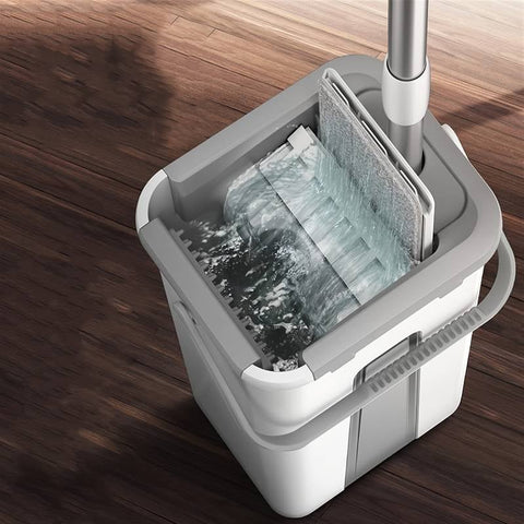 Ensemble vadrouille et seau pour planchers plats avec tête rotative à 360