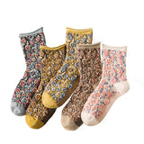Chaussettes florales brodées vintage pour femmes