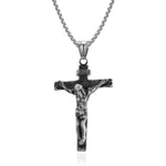 Collier crucifix en acier titane