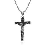 Collier crucifix en acier titane