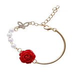 Bracelet de luxe en perles de rose rouge