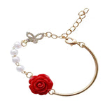 Bracelet de luxe en perles de rose rouge