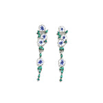 Boucles d'oreilles en chaîne à fleurs bleues
