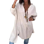 Chemise décontractée en coton lin fendu