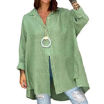 Chemise décontractée en lin de couleur unie