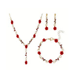 Ensemble de bijoux élégant avec collier et boucles d'oreilles en forme de fleur de rose