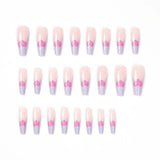 Ongles violets à motif de cœur de style ballet(24pièces)