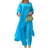 Ensemble haut et pantalon irrégulier avec jambes larges