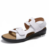 Sandales Plates en Cuir pour Femmes avec Soutien de la Voûte Plantaire