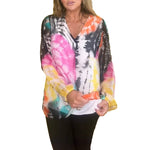 Top décontracté à col en V Tie-dye