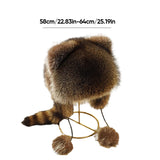 Mignon chapeau en peluche en fausse fourrure queue de raton laveur parents-enfants