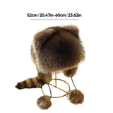 Mignon chapeau en peluche en fausse fourrure queue de raton laveur parents-enfants