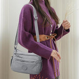 Sac bandoulière tendance uni à multiples poches zippées