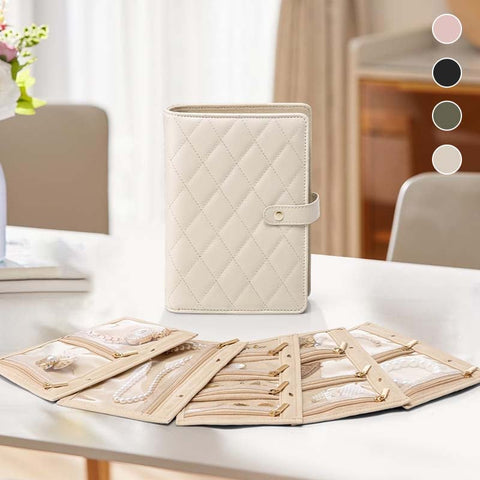 Livre de rangement portable pour bijoux en cuir de luxe