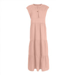 Robe sans manches en coton et lin à un bouton