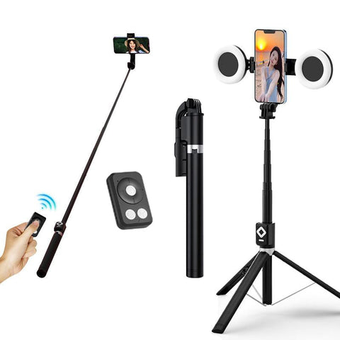 Bâton de selfie 6 en 1 avec lumière d'appoint