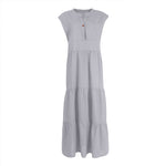 Robe sans manches en coton et lin à un bouton