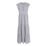 Robe sans manches en coton et lin à un bouton