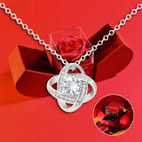 Coffret Pomme Rouge Avec Rose Eternelle Et Collier