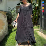 Robe à ourlet en dentelle et patchwork