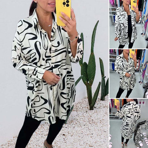 Chemise oversize à imprimé abstrait
