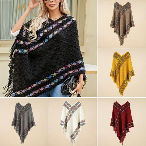 Pull Poncho à franges