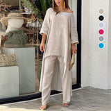 Ensemble haut et pantalon irrégulier avec jambes larges