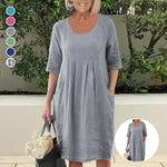 Robe trapèze à poches de couleur unie