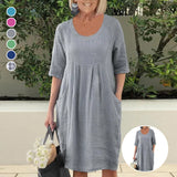 Robe trapèze à poches de couleur unie