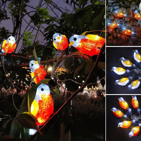 Lumières Solaires pour Arbres Ensemble de 5 Oiseaux en Résine