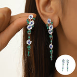 Boucles d'oreilles en chaîne à fleurs bleues