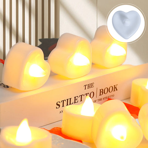 24 bougies chauffe-plat LED en forme de cœur