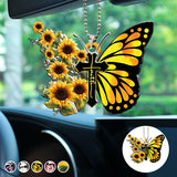 Pendentif Croix Papillon Coloré Unique