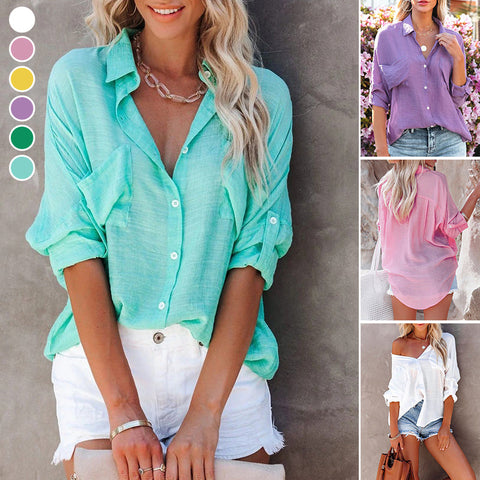 Chemise de couleur bonbon Chemise à large poche de mode