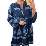 Robe babydoll boutonnée à col en V