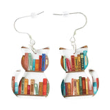 Boucles d'oreilles chat avec livres