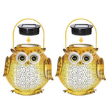 Lampe de jardin solaire en métal Hibou