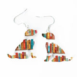 Boucles d'oreilles chat avec livres