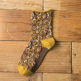 Chaussettes florales brodées vintage pour femmes
