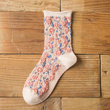 Chaussettes florales brodées vintage pour femmes