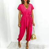 Pantalon harem à lacets et col en V