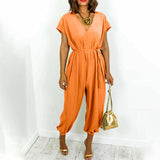 Pantalon harem à lacets et col en V