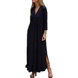 Robe élégante et confortable avec col en V