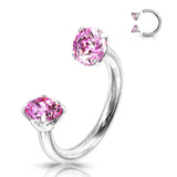 Bague en zircone en forme de fer à cheval avec barres filetées pour piercings