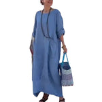 Robe longue en patchwork de coton et de lin