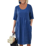 Robe trapèze à poches de couleur unie